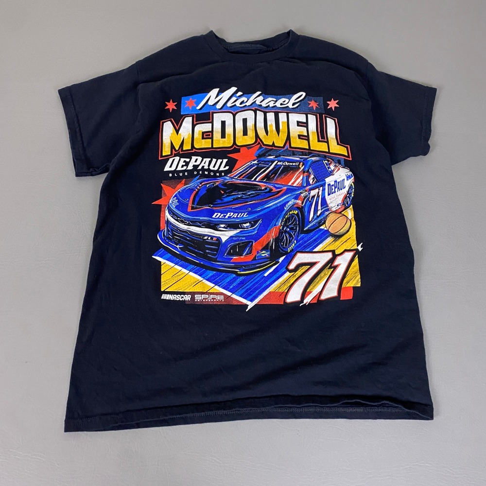 NASCAR Michael McDowell T-Shirt Womens M DePaul Blue Demons 71 Spire Motorsports